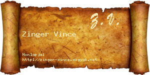 Zinger Vince névjegykártya